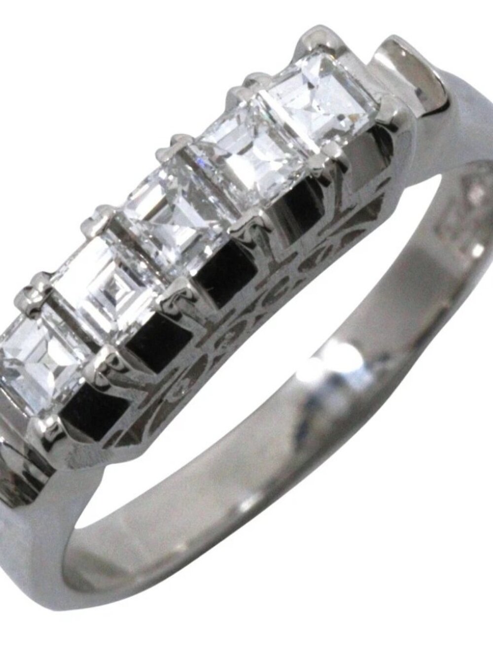 One character Ring Pt900Platinum/diamond #4.9(US Size) One character 4.2g ...